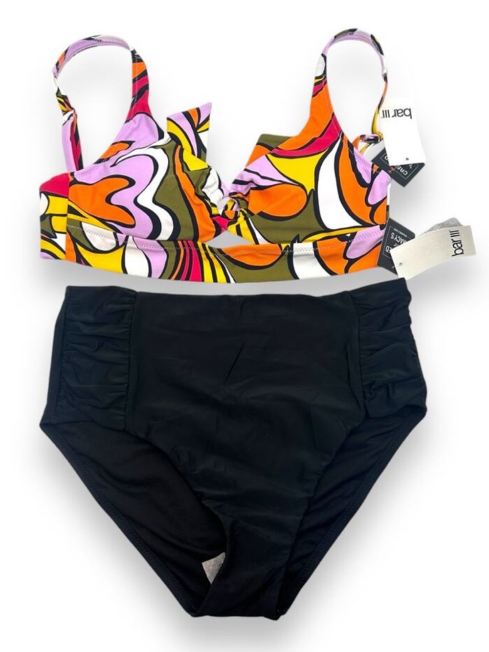 NEW Bar III Retro High Waist Bikini Set Size Small / Medium  /70's Groovy NWT